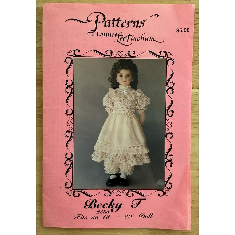 Patterns By Connie Lee Finchum BECKY T #P536 Fits 18"-20" Dolls Vintage 1988